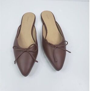 Quince Italian Leather Pointed Mule inn Cognac - Size 9